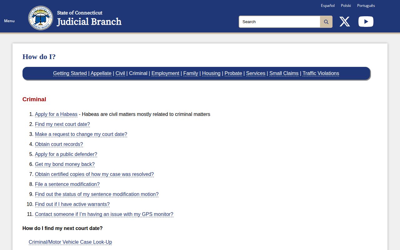 Fairfield County warrant check guidance from the Connecticut Judicial Branch